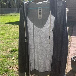 Roxy Women's Two-Tone Gray Hooded Cardigan